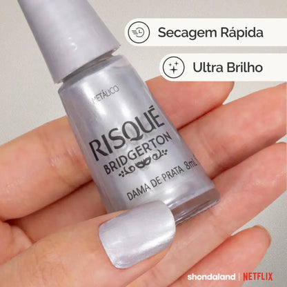 Esmalte Metálico Risqué Bridgerton 8ml - Dama de Prata