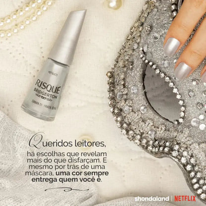 Esmalte Metálico Risqué Bridgerton 8ml - Dama de Prata