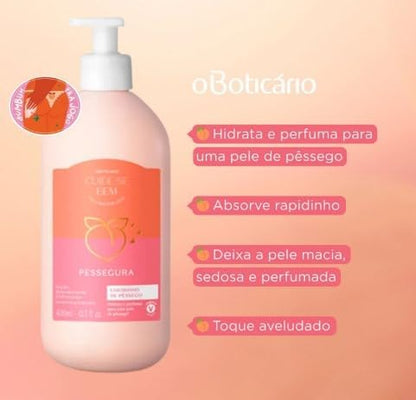 Loción Corporal Pessegura 400ml - O Boticário | Hidratación Melocotón