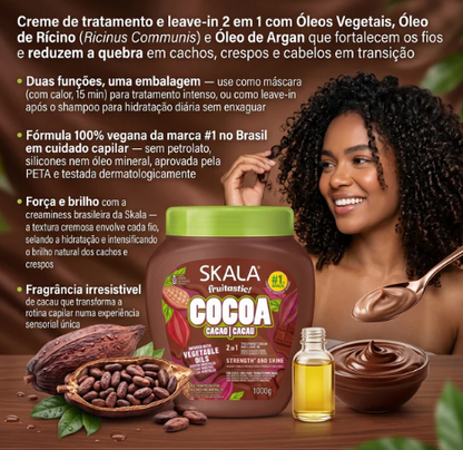 Crema de tratamiento y acondicionador sin enjuague Skala Fruitastic con cacao