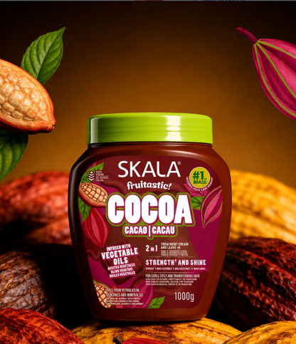 Crema de tratamiento y acondicionador sin enjuague Skala Fruitastic con cacao