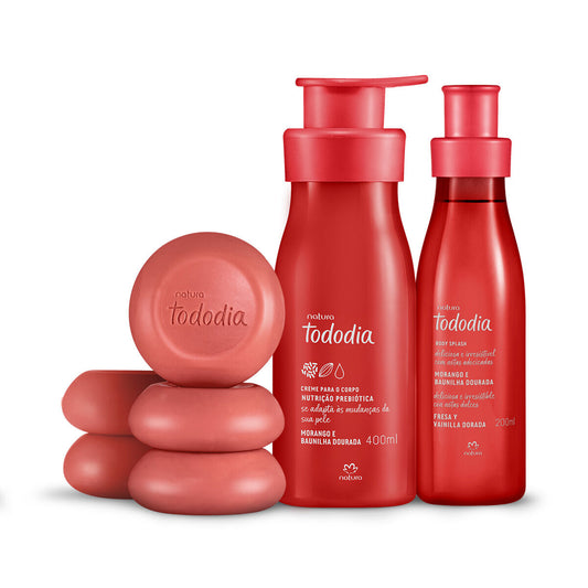 Kit Tododia Morango e Baunilha Dourada com Body Splash