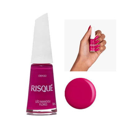 Esmalte Risqué Rosas Cremoso Léo Mandou Flores