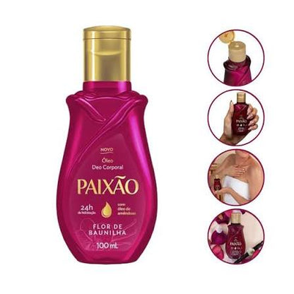 Aceite Corporal Paixão  flor de baunilha con Acción Desodorant 100ml