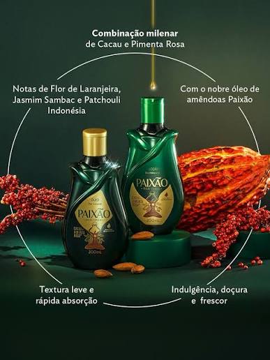 Aceite Corporal Paixão cacaou &   pimienta rosa  con Acción Desodorant 200ml