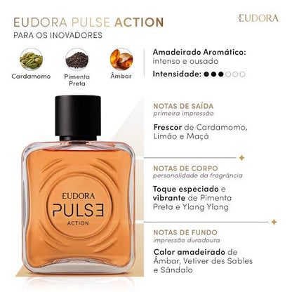 Perfume Masculino Deo Colônia Eudora Pulse Action 100ml